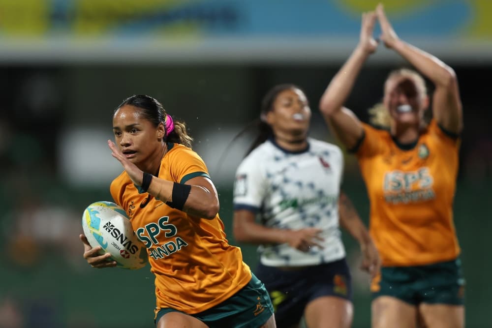 Faith Nathan was crucial in Australia's win over Spain to close out day one. Photo: Getty Images