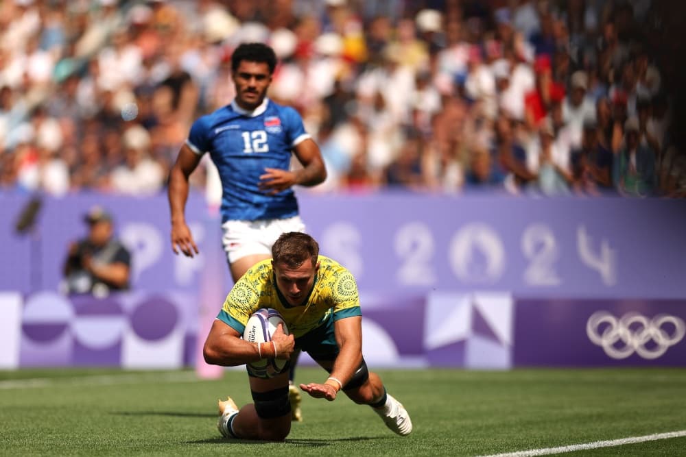 Nathan Lawson scores in the win over Samoa. Photo: Getty Images