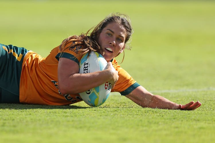 Charlotte Caslick stepped up to guide Australia home against New Zealand. Photo: Getty Images