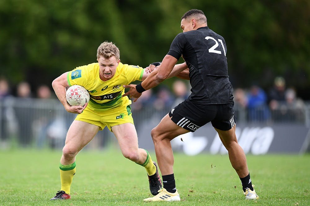 Australian Men's vice-captain Henry Hutchinson in action during the Trans-Tasman 7s | Getty Images
