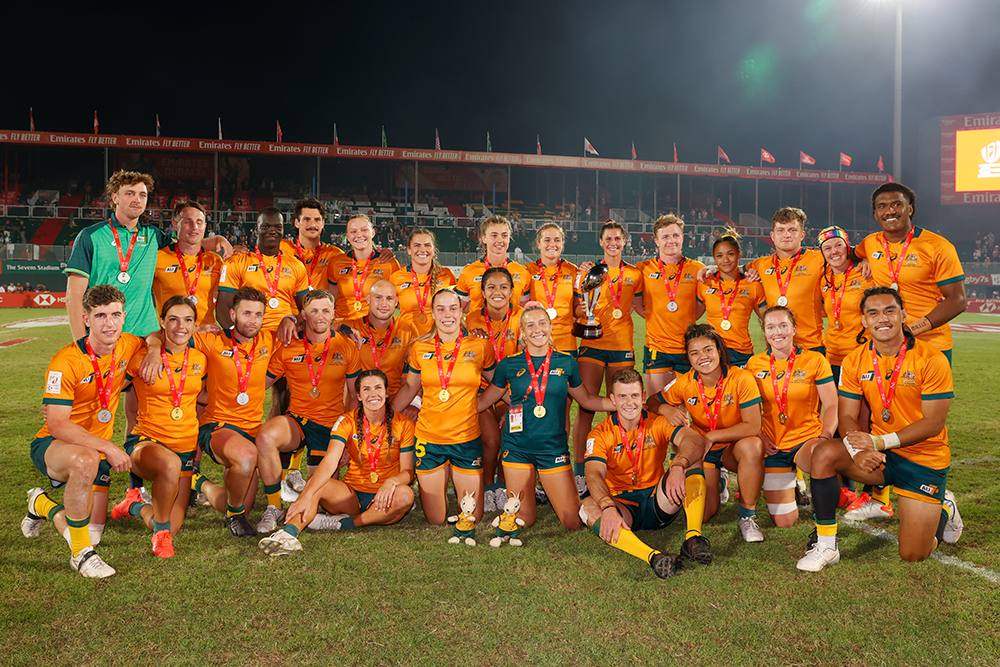 The Australia Men's and Women's Sevens teams have both taken home medals in Dubai | Image: World Rugby